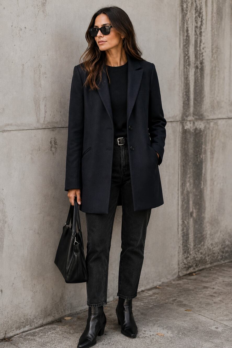 Rag & Bone Point Collar Wool Coat 2 Navy Blue Black Jacket Moon London